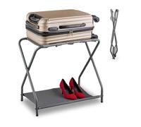 Relaxdays Porte-Valise, 1 pièce, Pliable, 1 Niveau supplémentaire, H x L x P : 58 x 66 x 38 cm, Gris