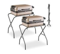 Relaxdays Porte-Valise, 2 pièces, Pliable, métallique (Acier), hôtel, H x L x P : 55 x 67 x 43 cm, Gris