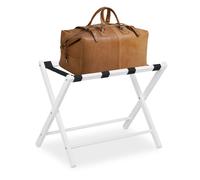 relaxdays Porte-valises Pliant, Support à Bagages, HLP : 54,5 x 66 x 44 cm, Bois, pour hôtel et Maison, Blanc