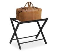 relaxdays Porte-valises Pliant, Support à Bagages, HLP : 54,5 x 66 x 44 cm, Bois, pour hôtel et Maison, Noir