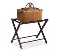 relaxdays Porte-valises Pliant, Support à Bagages, HLP : 54,5 x 66 x 44 cm, Bois, pour hôtel et Maison, Marron