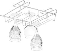 Relaxdays support à verres à vin, Accessoire d’armoire pour 12 verres à pieds, bar, métal, 8,5 x 34,5 x 26 cm, argenté