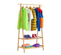 Relaxdays Porte-vêtements en Bambou, 2 étagères, Tringle, Naturel