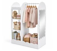 Relaxdays Porte-Manteau pour Enfants avec Miroir, 5 Compartiments, Tringle à vêtements, H x l x P 100 x 94 x 38 cm, blan