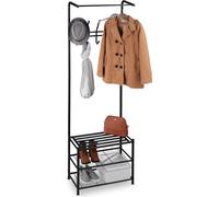 Relaxdays Portemanteau avec Support Chaussures, Autonome, dans entrée,Garde Robe Droit, métal, HxlxP 183 x 61x 34cm Noir