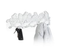 Relaxdays Portemanteau Design Oiseaux, en Fonte, HxLxP : 13 x 36,5 x 4,5 cm, Crochet à vêtement, Style Antique, Blanc