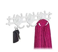 Relaxdays Portemanteau Design Fer à Cheval, en Fonte, HxLxP : 11x36,5x3,5 cm, 6 Crochets, Style Antique, Blanc