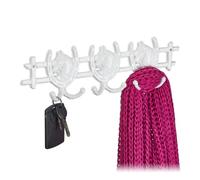 Relaxdays Portemanteau Design Fer à Cheval, en Fonte, HxLxP : 11x36,5x3,5 cm, 6 Crochets, Style Antique, Blanc