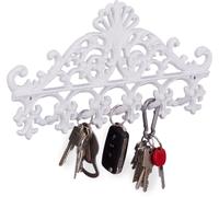 Relaxdays Patère porte-manteau en fonte avec 5 crochets style baroque antique ancien HxlxP: 17 x 35 x 3,5 cm blanc