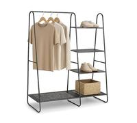 Relaxdays Portemanteau en métal, 5 tablettes, H x L x P : 150 x 100 x 39 cm, pour la Chambre ou l'entrée, Noir