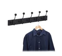 Relaxdays Portemanteau mural à 5 crochets noir