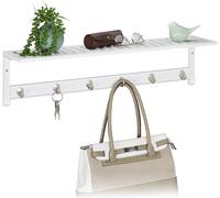 relaxdays Portemanteau mural blanc avec étagère