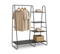 Relaxdays Portemanteau en métal, 5 tablettes, H x L x P : 150 x 100 x 39 cm, pour la Chambre ou l'entrée, Noir