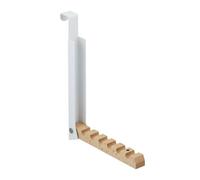Relaxdays Portemanteau Pliable, pour Porte de Max 2 cm d’épaisseur, à accrocher, 6 cintres, métal et Bois, Blanc