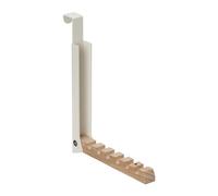 Relaxdays Portemanteau Pliable, pour Porte de Max 2 cm d’épaisseur, à accrocher, 6 cintres, métal et Bois, Creme
