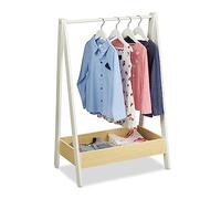 Relaxdays Portemanteau pour Chambre d’Enfants, avec Tringle et Compartiment, HLP : 99 x 64,5 x 42,5 cm, Blanc & Nature