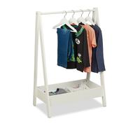 Relaxdays Portemanteau pour chambre d'enfants, portant avec tringle et compartiment, HLP : 99 x 64,5 x 42,5 cm, blanc