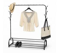 Relaxdays Portemanteau, pour vos vestes, chapeaux et chaussures, métal, H x L x P : 158 x 110 x 40 cm, noir