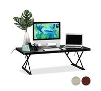 Relaxdays Poste de Travail Debout Assise Station Bureau XXL Hauteur réglable électrique 120 x 60 cm, Noir