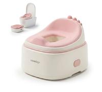 Relaxdays Pot 4 en 1, Dino, Couvercle de Toilette pour Enfants, H : 30 x 36,5 x 33,5 cm, Accessoire de Toilette et Tabouret, Voyage, Rose
