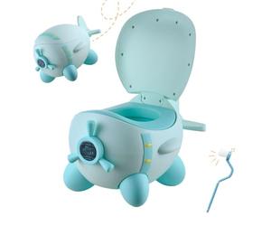Relaxdays Pot avion pour enfant avec couvercle, menthe | Dimensions : H x L x P = 27 x 31 x 40 cm, compartiment amovible, voyage