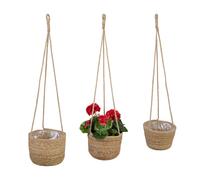 relaxdays Pot de fleurs en herbe de mer, set de 3 pièces