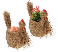 relaxdays Pot de fleurs poulet, set de 2 pièces