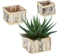 relaxdays Pot de fleurs rectangulaire, set de 3 pièces