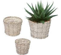 relaxdays Pot de fleurs rond, set de 3 pièces
