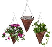 relaxdays Pot de fleurs tressé, set de 3 pièces