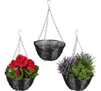 relaxdays Pot de fleurs tressé, set de 3 pièces