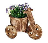 Relaxdays Pot de fleurs vélo, décoration jardin, extérieur, pour plantes, HxLxP : env. 25 x 30 x 16,5 cm, bois, nature