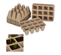 relaxdays Pot Jardinage en Set, pour Plantes, carré, 204 pièces, Cellulose, diamètre : 5 cm, Beige