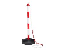 Relaxdays Poteau de signalisation délimitation chaînes barrière de parking 82 x 28 x 28 cm rouge-gris