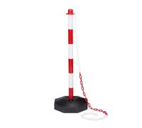 Relaxdays Poteau de signalisation délimitation chaînes barrière de parking 82 x 28 x 28 cm rouge-gris