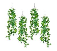 Relaxdays Pothos artificiels, 4 Plantes suspendues, en Plastique, 100 cm, décoratives, matériau Durable, Vert