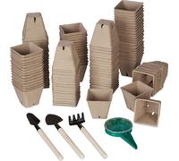 relaxdays Pots de culture, set de 120 avec outils