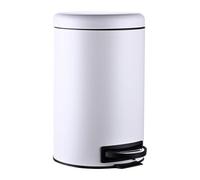 Relaxdays Poubelle 12 litres en Plastique Amovible avec pédale pour Cuisine, Salle de Bain, Poubelle à pédale, en Acier, Blanc