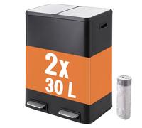 Relaxdays Poubelle 2 compartiments inox