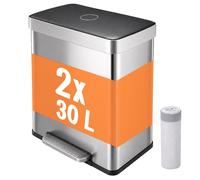 Relaxdays Poubelle 2 compartiments inox