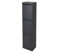 Relaxdays Poubelle 3 compartiments 3x 18 l rabattable seaux amovibles métal à poser ou murale anthracite