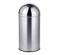 Relaxdays Poubelle, 50 L, couvercle poussoir, inox, argent