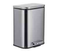 Relaxdays Poubelle 5L en INOX, Fermeture Douce, Protection Empreintes, pédale, Seau Amovible, Argent 27x21x19cm