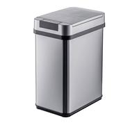 Relaxdays Poubelle à capteur 12L, Couvercle Automatique, Porte-Sac, INOX, Cuisine, Argent