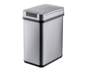 Relaxdays Poubelle à capteur 12L, Couvercle Automatique, Porte-Sac, INOX, Cuisine, Argent