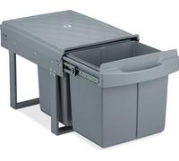 relaxdays Poubelle à encastrer 2x15 l gris