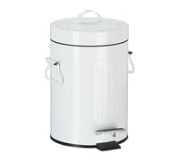 Relaxdays 10023830_816 pédale vintage, Poubelle à déchets pour la cuisine ou la salle de bain, en métal, Blanc, 3 litres, fer, plastique, 29 x 19 x 24 cm