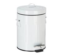 Relaxdays 10023830_670 pédale vintage, Poubelle à déchets pour la cuisine ou la salle de bain, en métal, Blanc, 5 litres, fer, plastique, 32,5 x 22 x 25 cm