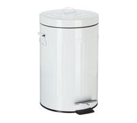 Relaxdays 10023830_806 pédale vintage, Poubelle à déchets pour la cuisine ou la salle de bain, en métal, Blanc, 12 litres, fer, plastique, 42 x 26 x 34 cm