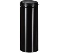 Relaxdays Poubelle acier 50 litres bac à ordures en métal 80 cm de hauteur 30 cm de diamètre couvercle automatique, noir